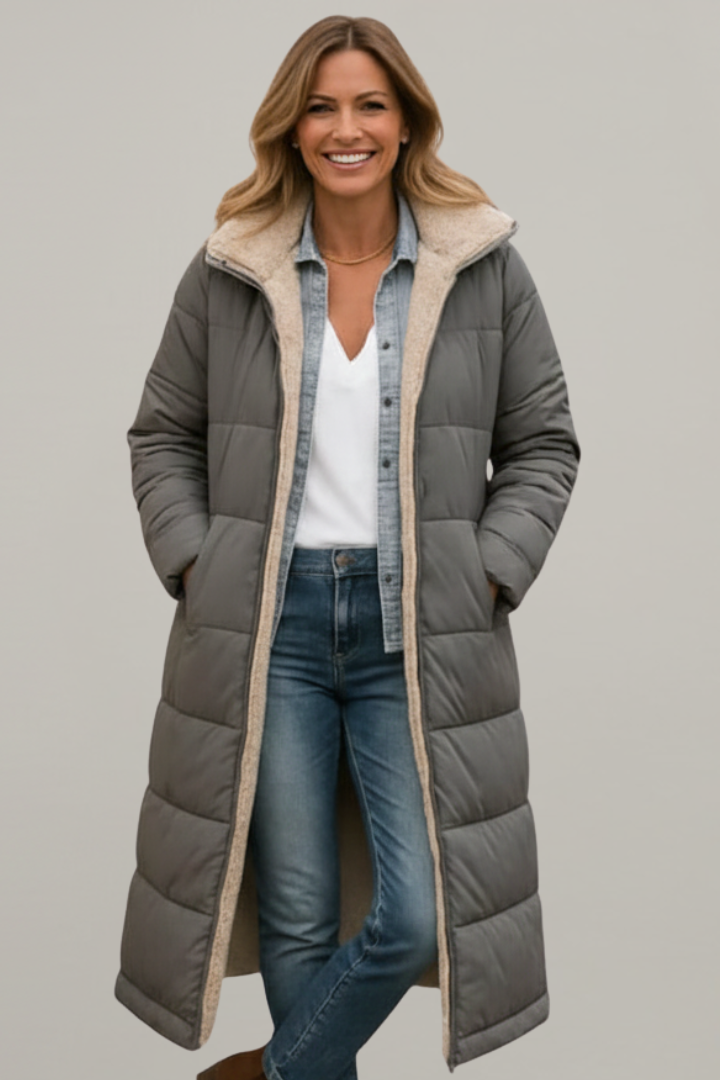 Women’s Long Coat with Hood and Zip