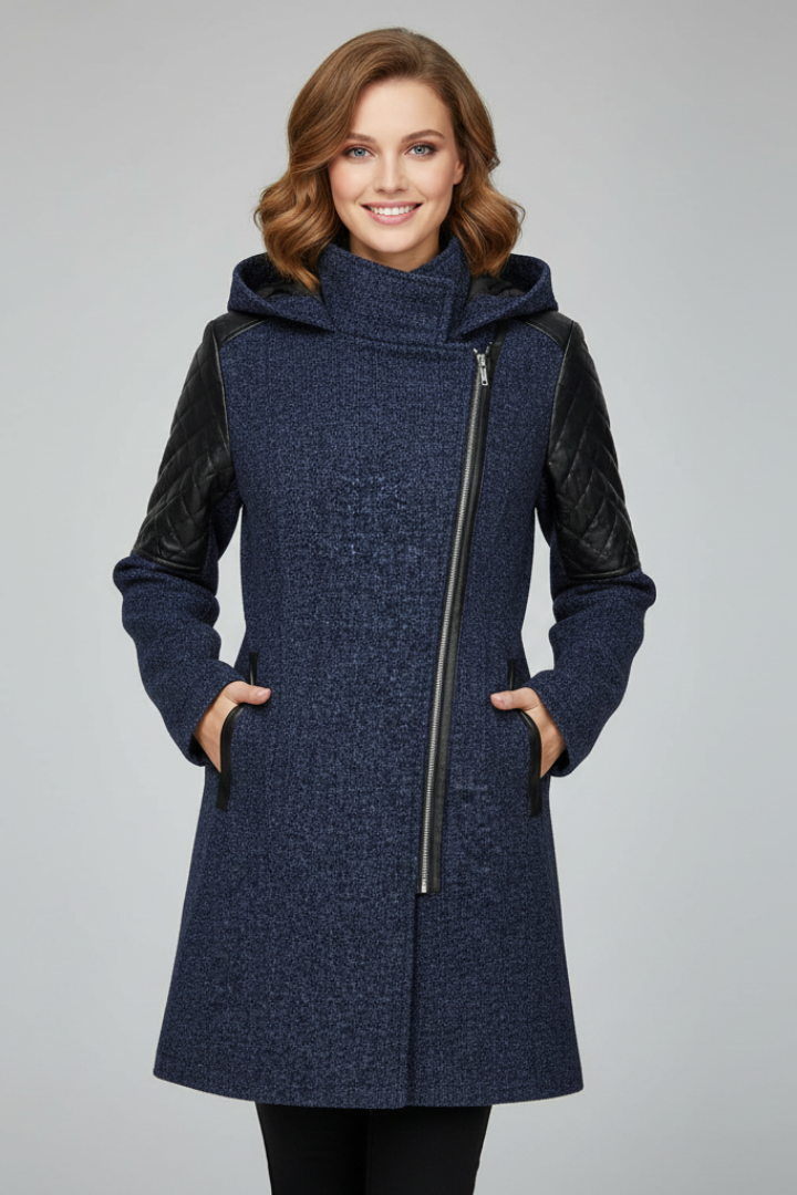 Women’s Long Coat with Hood and Zip