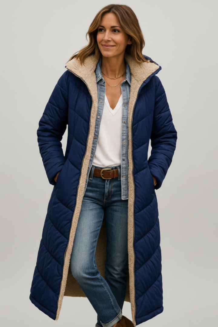 Women’s Long Coat with Hood and Zip