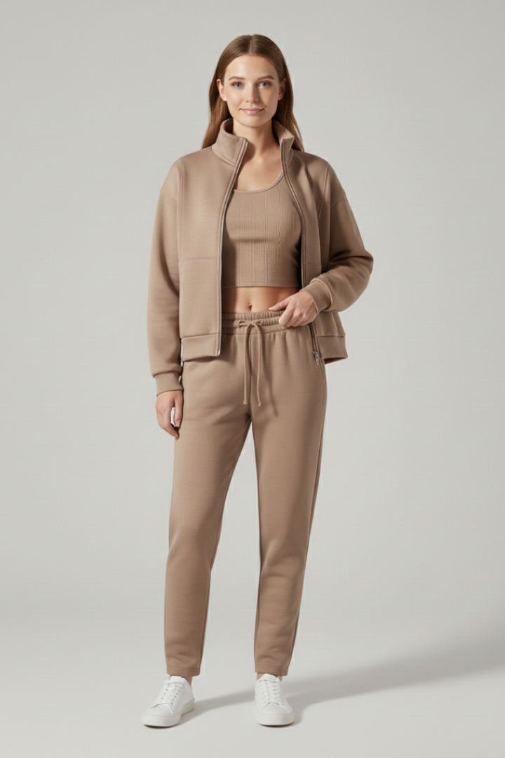 Women’s Lounge Set with Half Zip and Jogger Trousers