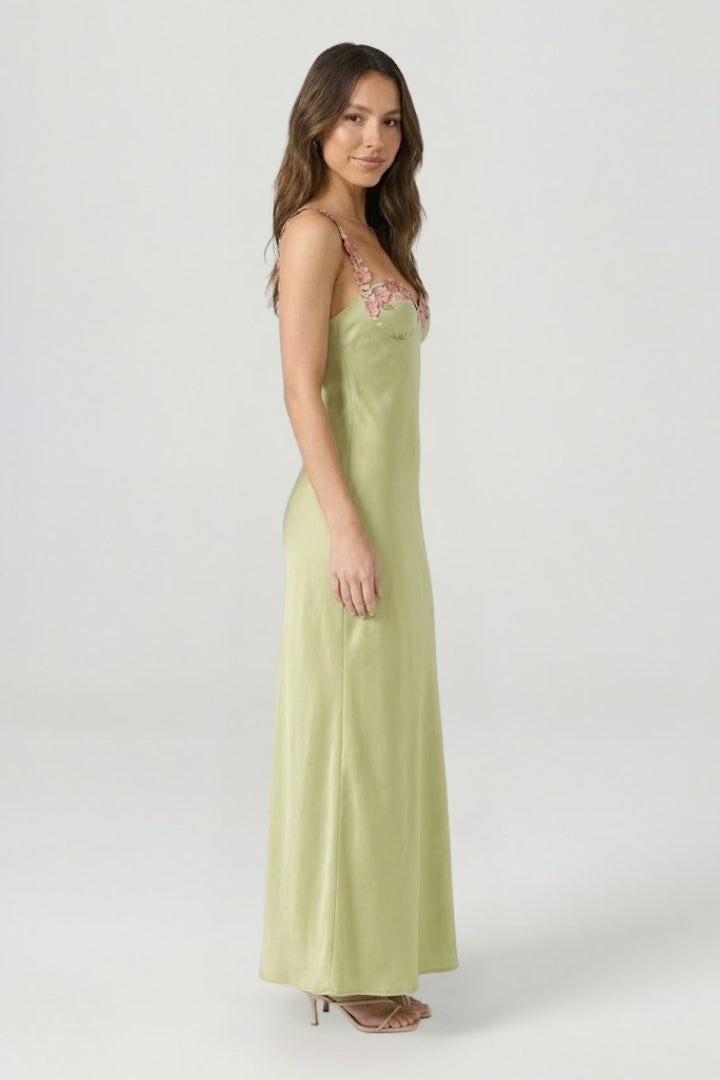 Women’s Maxi Dress with Floral Embroidery and Shaped Silhouette