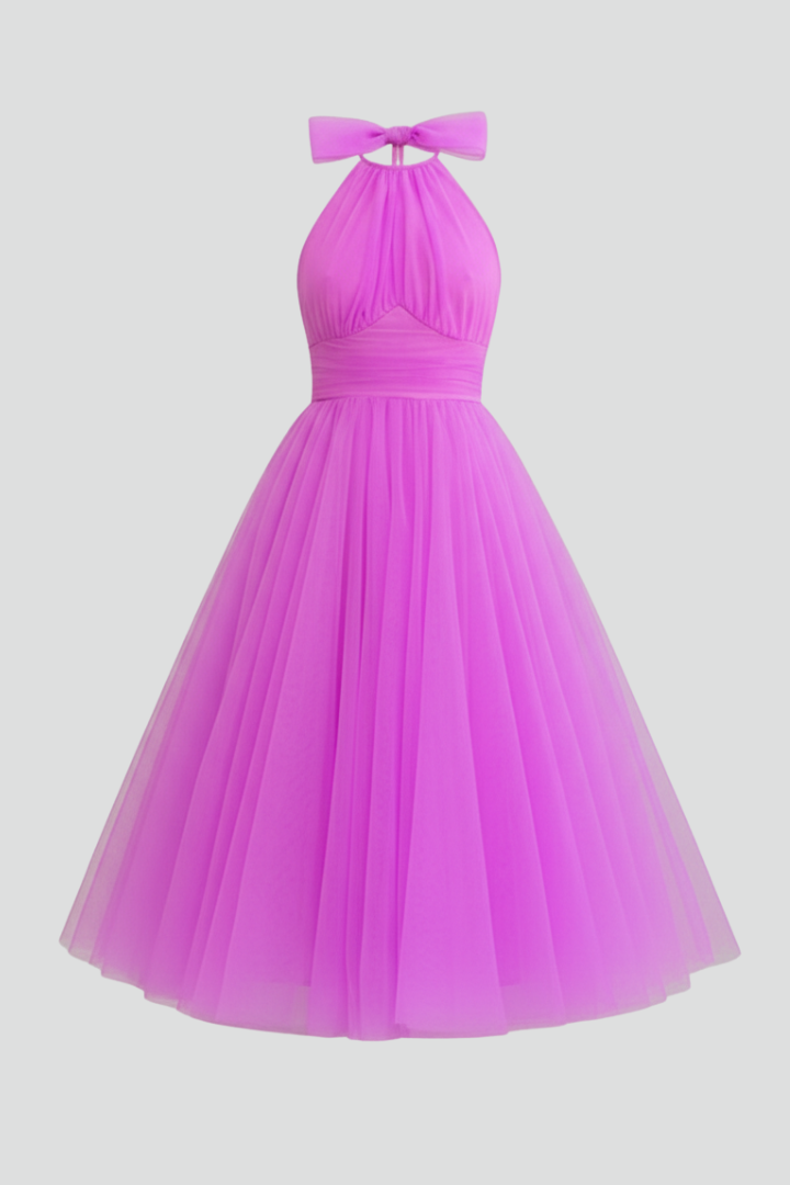 Women’s Maxi Dress with Halter Neck and Layered Skirt