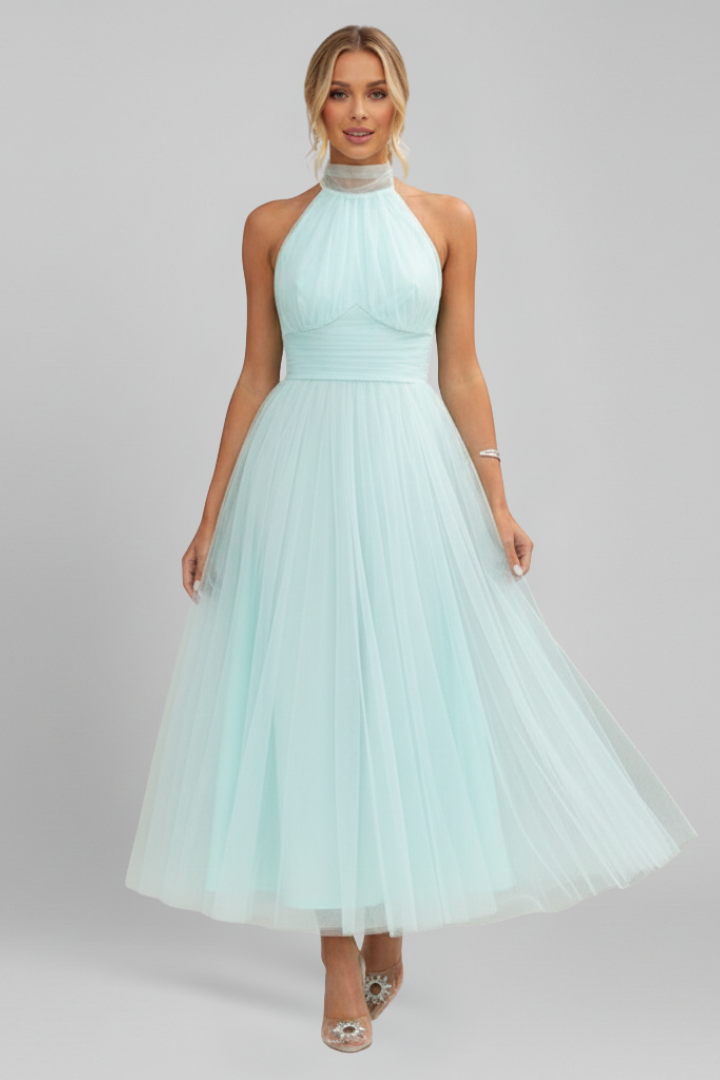 Women’s Maxi Dress with Halter Neck and Layered Skirt