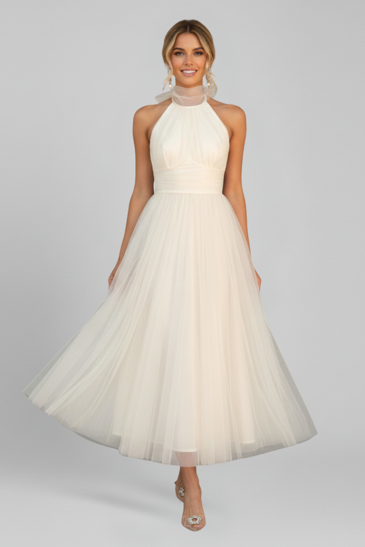 Women’s Maxi Dress with Halter Neck and Layered Skirt