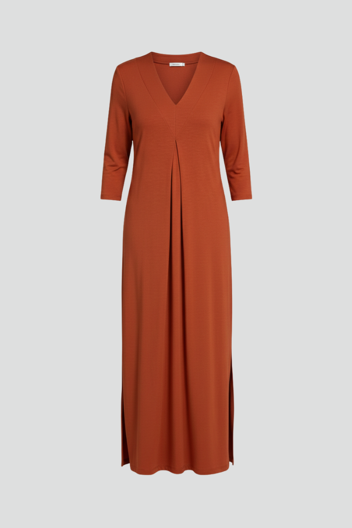 Women’s Maxi Dress with V-Neck and Side Slit