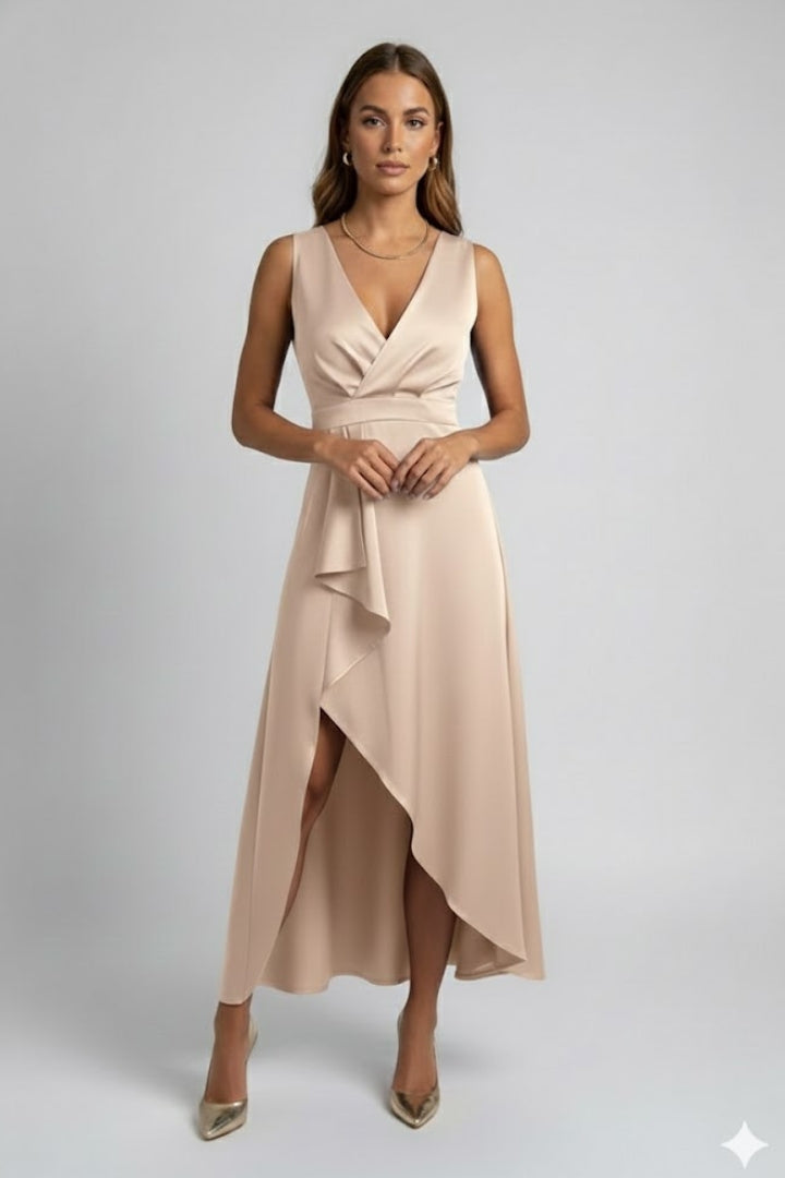 Women’s Maxi Wrap Dress with V Neckline