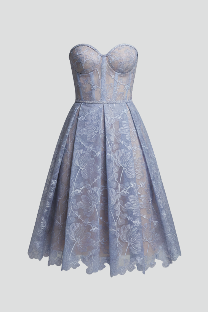 Women’s Midi Dress with Corset Bodice and Lace Skirt