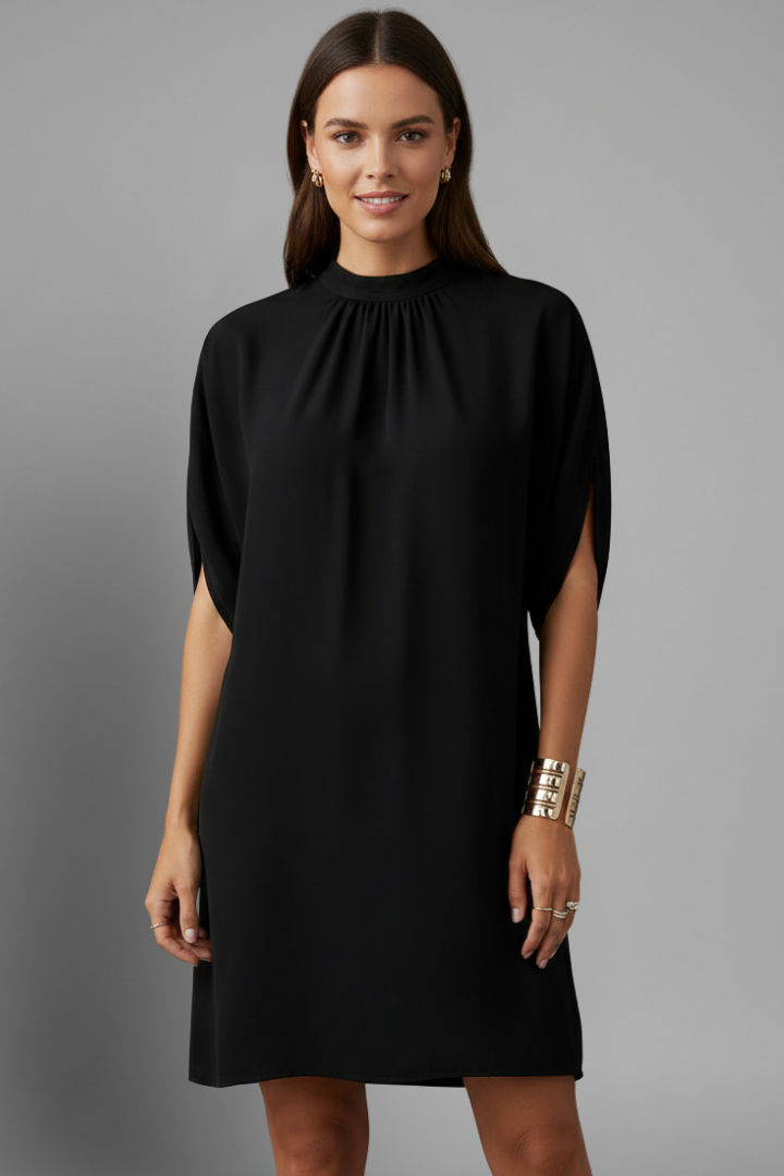 Women’s Mini Dress with Mock Neck and Split Sleeves