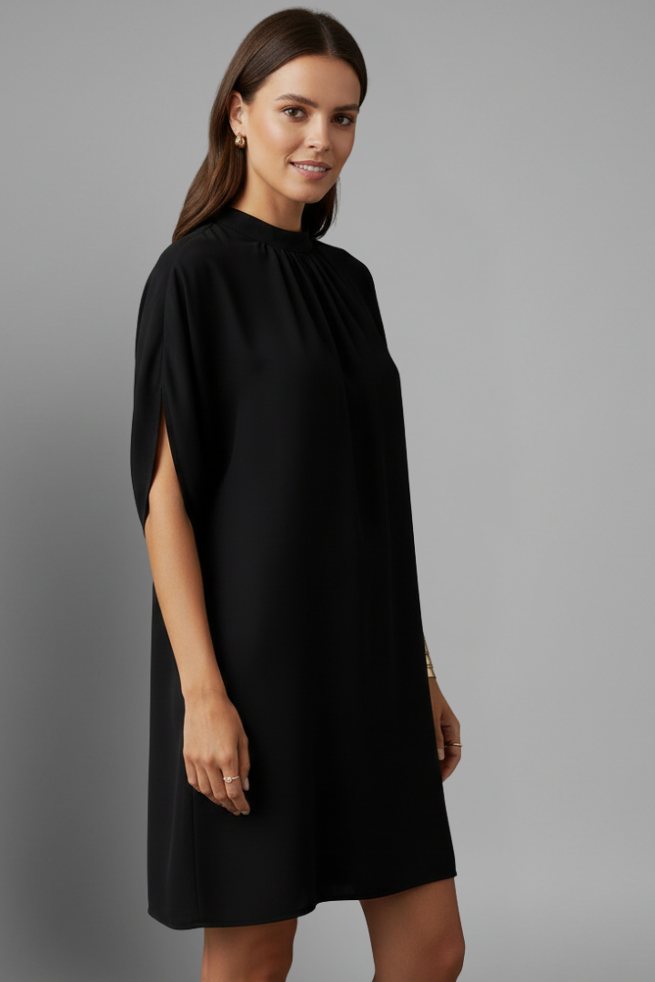 Women’s Mini Dress with Mock Neck and Split Sleeves