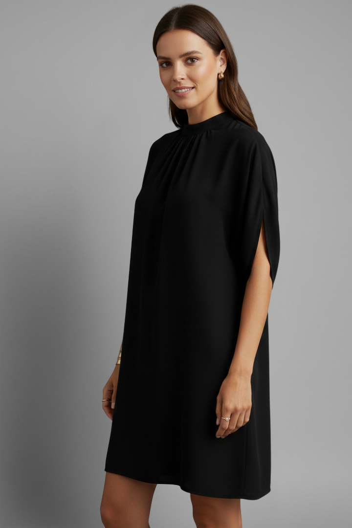 Women’s Mini Dress with Mock Neck and Split Sleeves