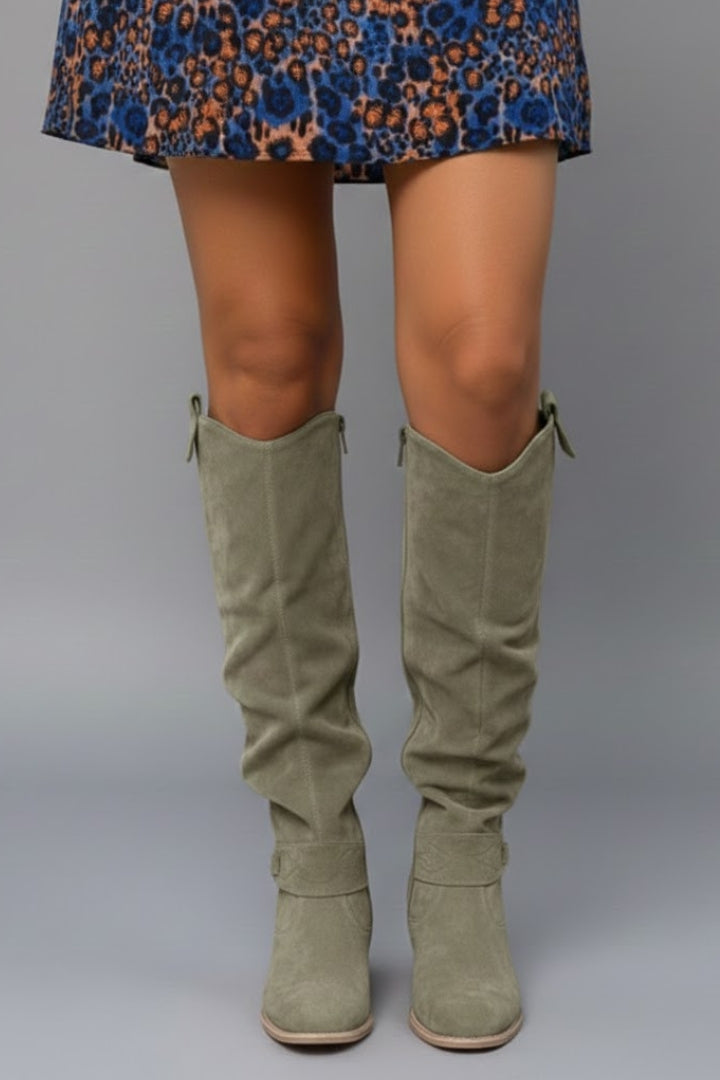 Women’s Over the Knee Boots with Slouch Shaft and Flat Heel