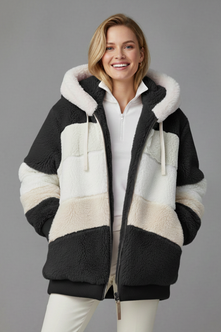 Women’s Padded Coat with Zip Closure and Hood