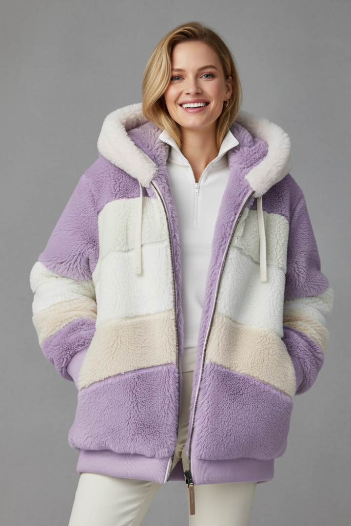 Women’s Padded Coat with Zip Closure and Hood