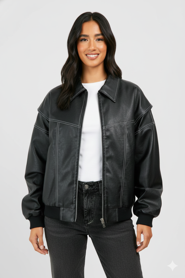 Women’s Padded Jacket with Zip and Long Sleeves