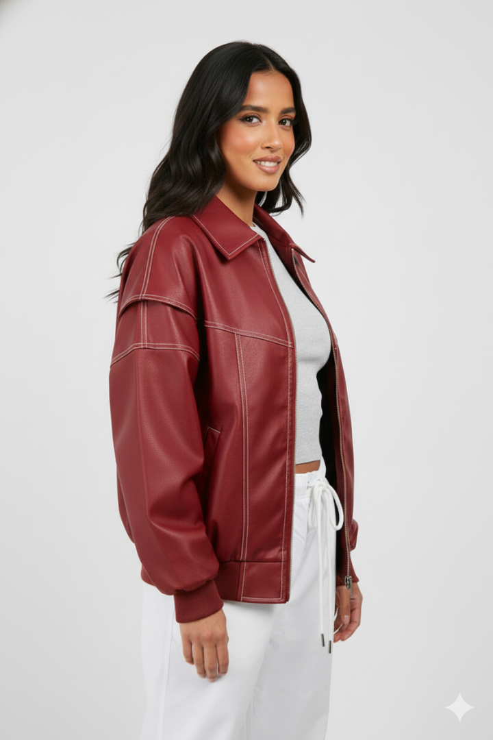Women’s Padded Jacket with Zip and Long Sleeves