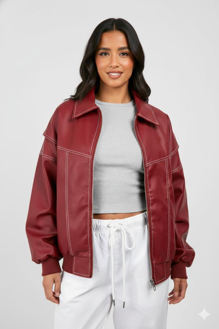 Women’s Padded Jacket with Zip and Long Sleeves