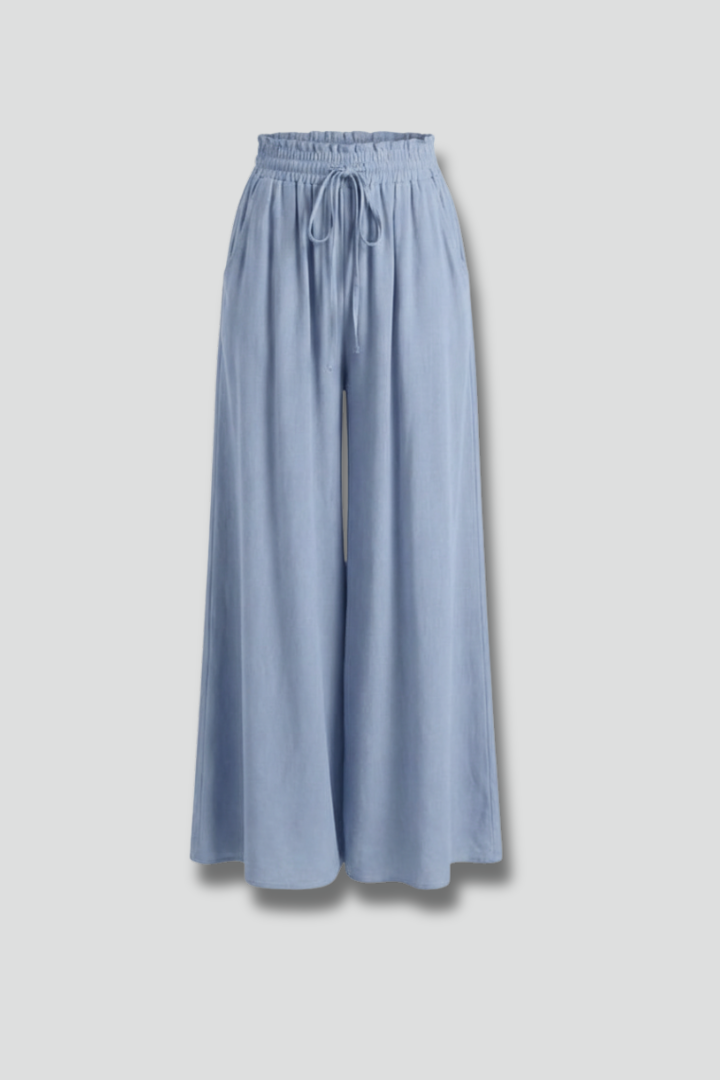 Women’s Palazzo Trousers with Drawstring Waist and Side Pockets