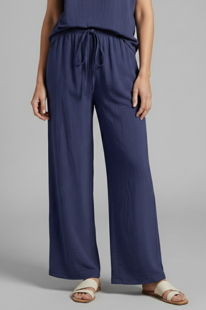 Women’s Palazzo Trousers with Elastic Waist and Drawstring