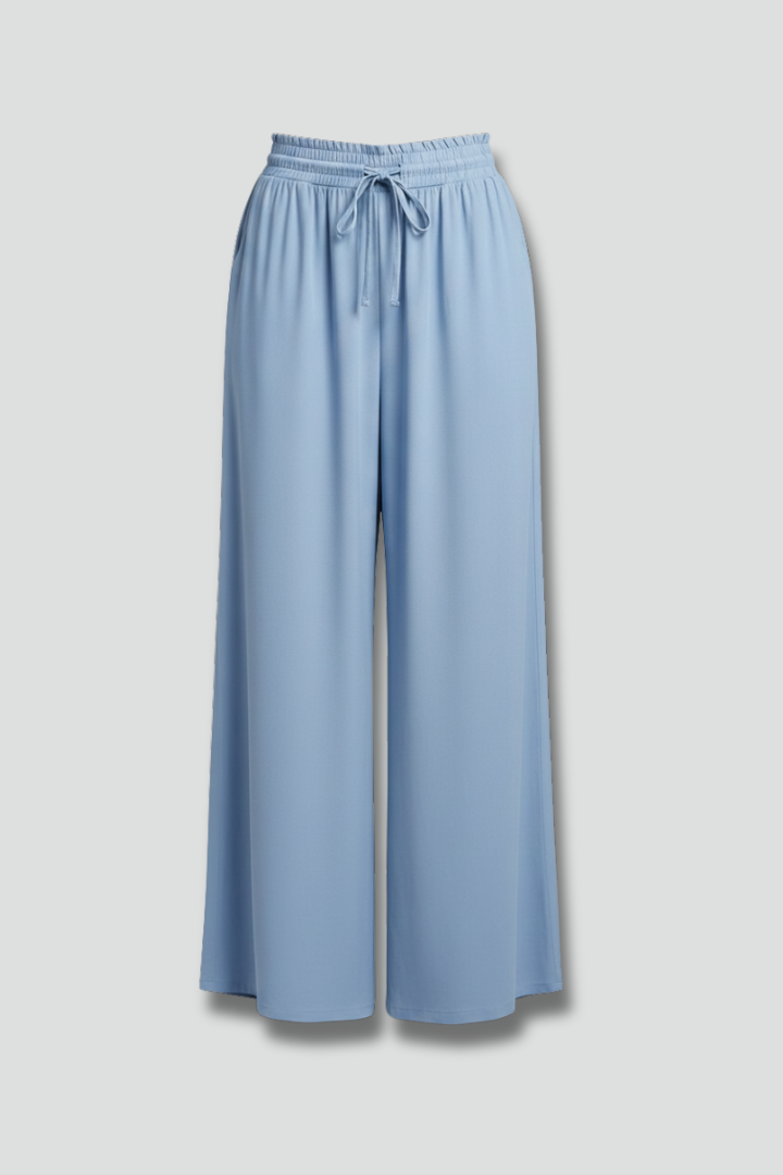 Women’s Palazzo Trousers with Elastic Waist and Side Pockets