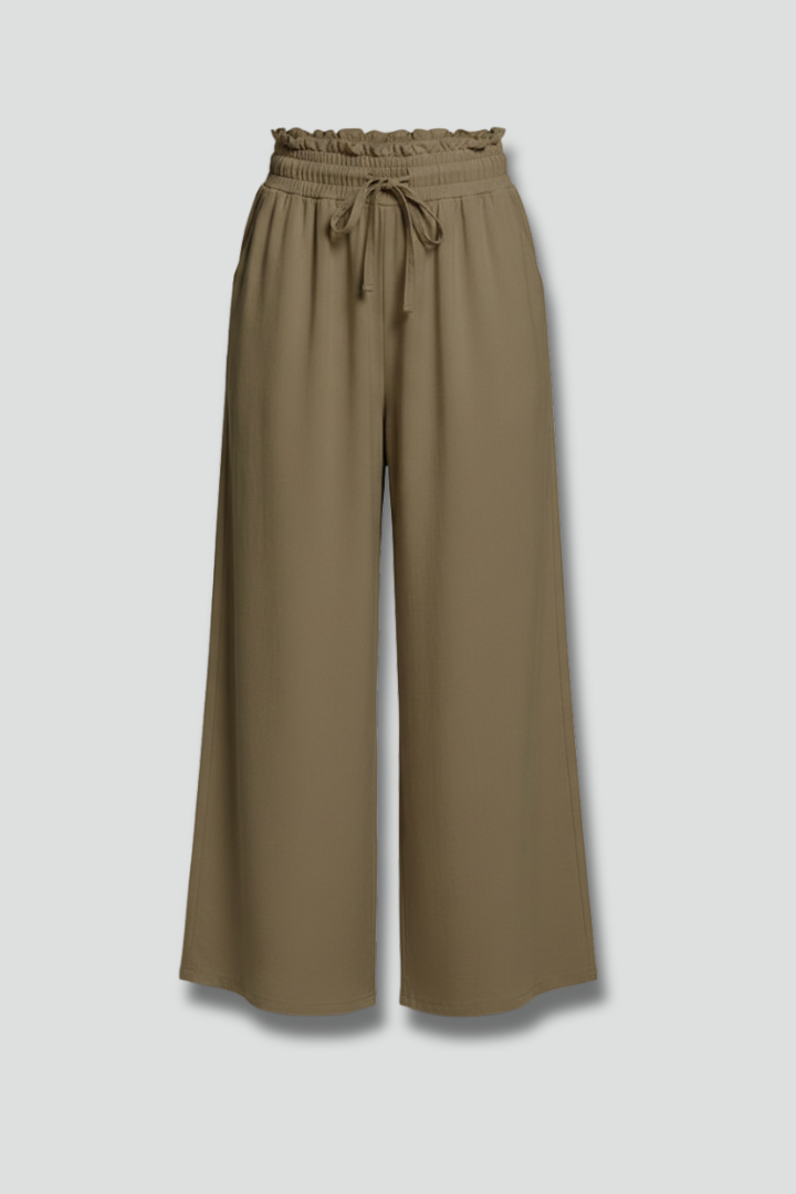Women’s Palazzo Trousers with Elastic Waist and Side Pockets
