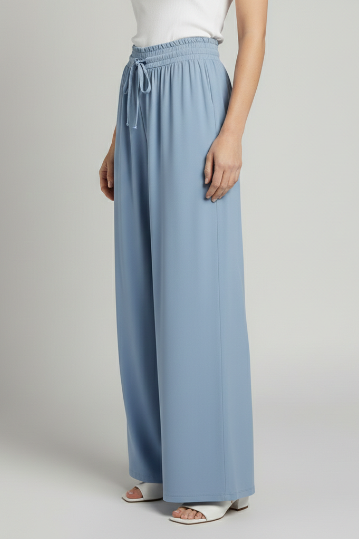 Women’s Palazzo Trousers with Elastic Waist and Side Pockets