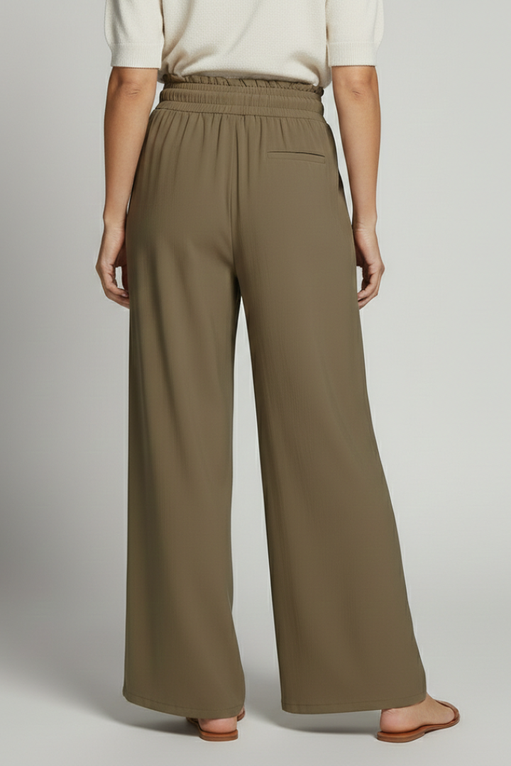 Women’s Palazzo Trousers with Elastic Waist and Side Pockets