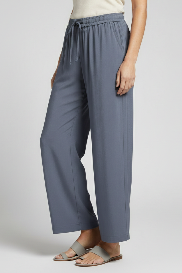 Women’s Palazzo Trousers with Elastic Waist and Wide Legs