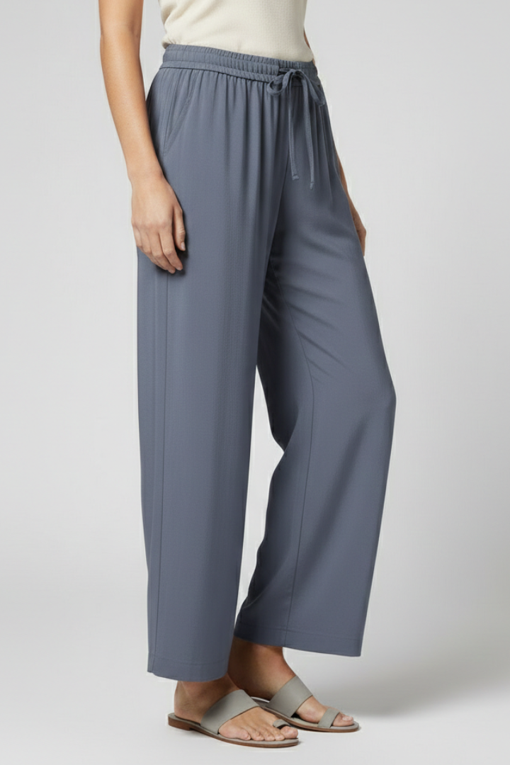 Women’s Palazzo Trousers with Elastic Waist and Wide Legs
