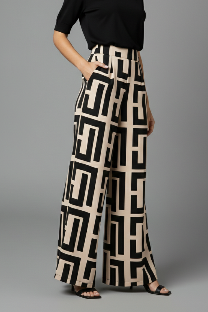 Women’s Palazzo Trousers with Graphic Print and Wide Legs