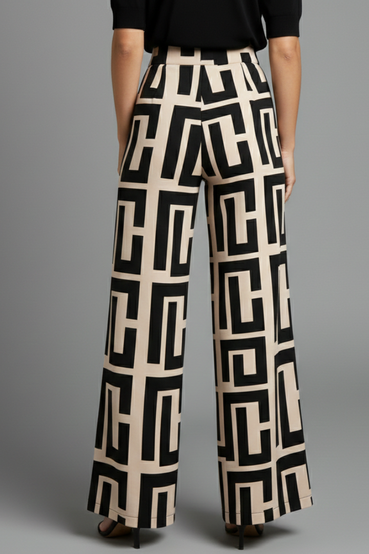 Women’s Palazzo Trousers with Graphic Print and Wide Legs