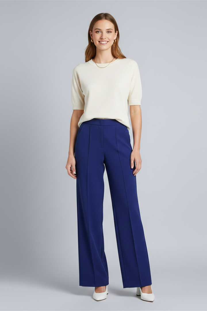 Women’s Palazzo Trousers with High Waist and Pleats
