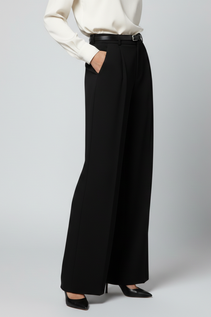 Women’s Palazzo Trousers with High Waist and Tie Belt