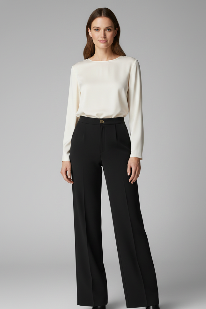 Women’s Palazzo Trousers with High Waist and Wide Legs