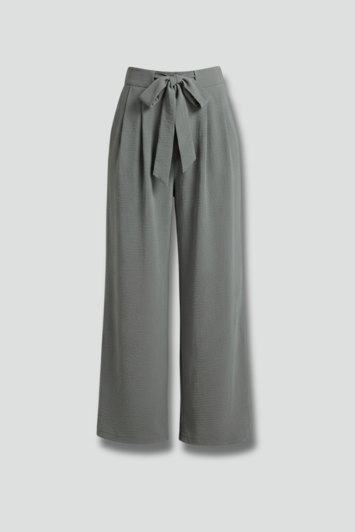 Women’s Palazzo Trousers with Tie Waist and Side Pockets