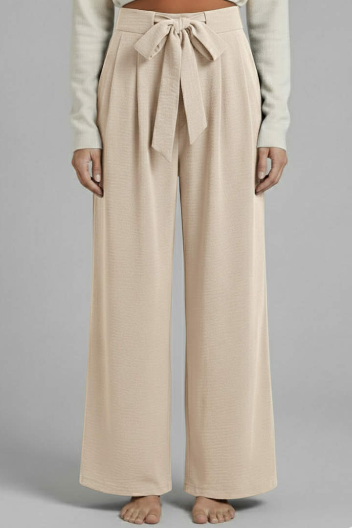 Women’s Palazzo Trousers with Tie Waist and Side Pockets