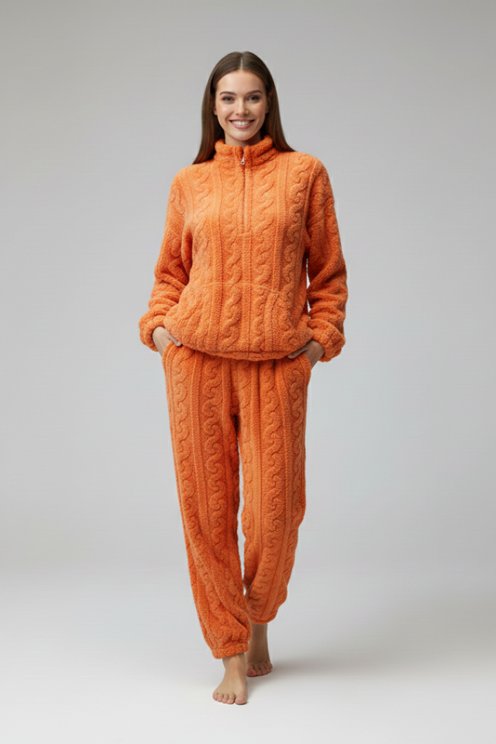 Women’s Pyjama Set with Zip-Front Top and Long Pants