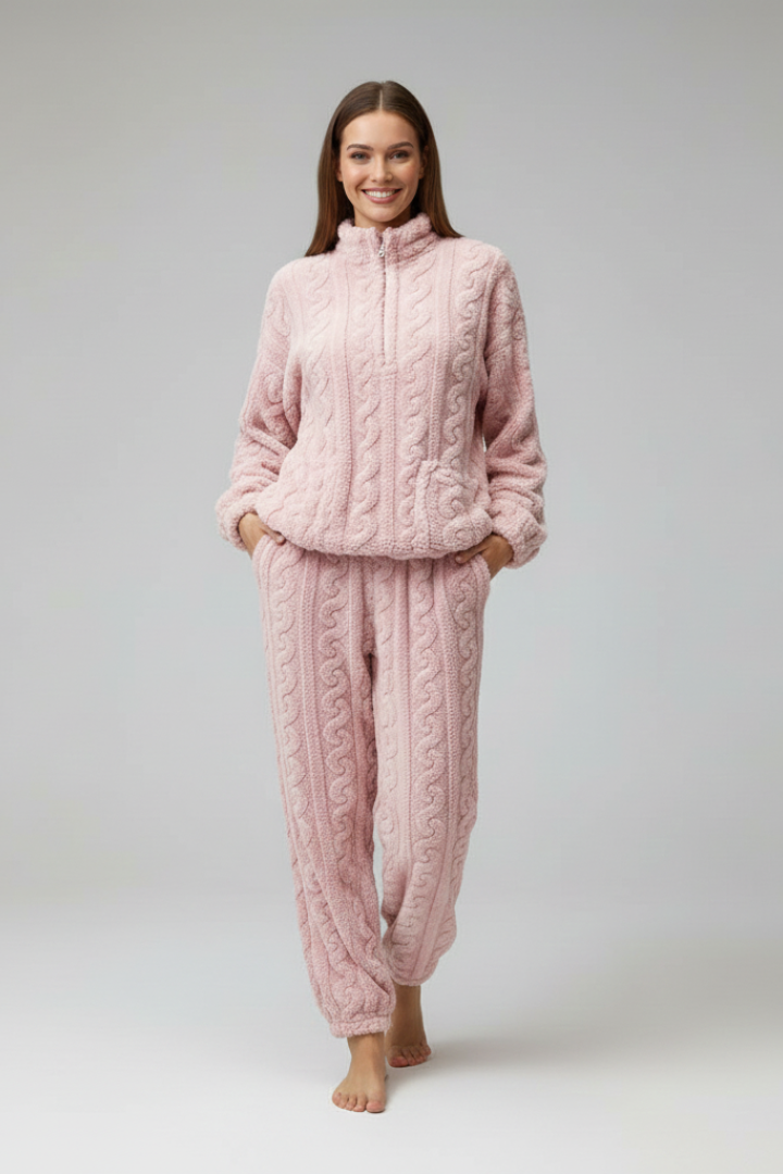 Women’s Pyjama Set with Zip-Front Top and Long Pants