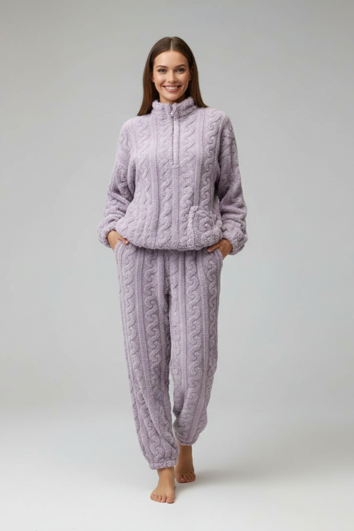 Women’s Pyjama Set with Zip-Front Top and Long Pants