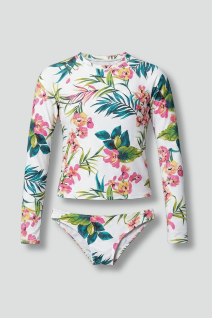 Women’s Rashguard Set with Long Sleeves and Printed Bottom