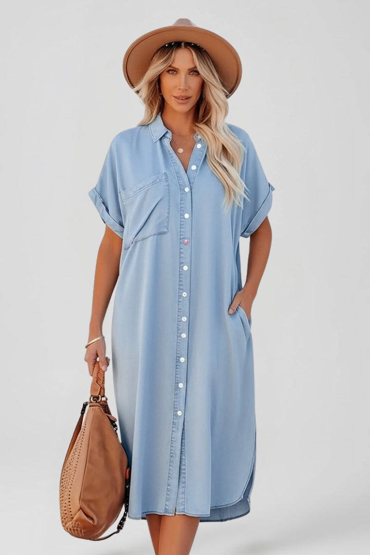 Women’s Shirt Dress with Button Down Front