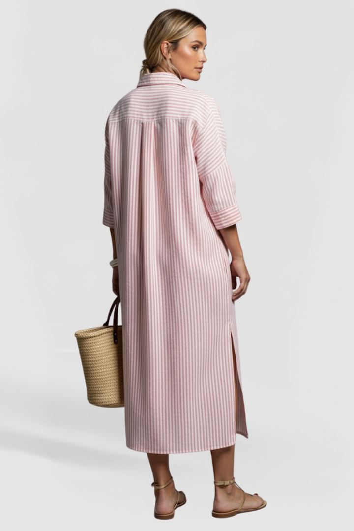 Women’s Shirt Dress with Collar and Side Slits