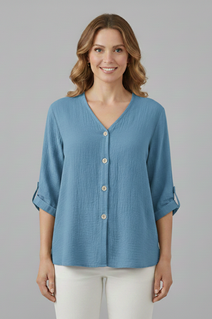 Women’s Shirt with V Neck and Button Front
