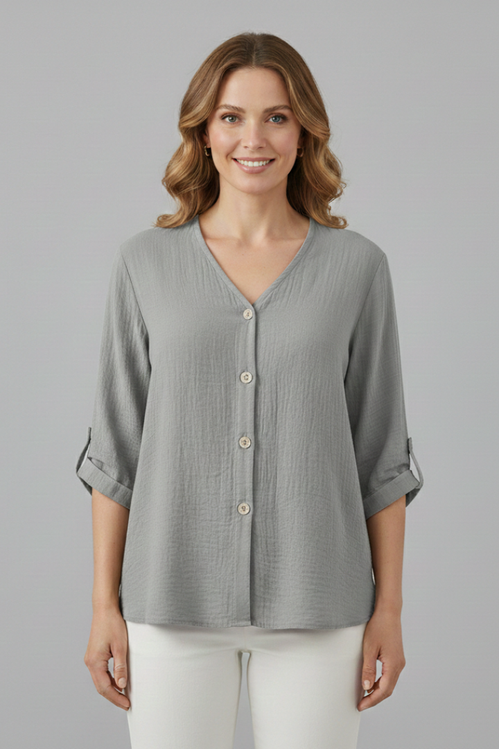 Women’s Shirt with V Neck and Button Front