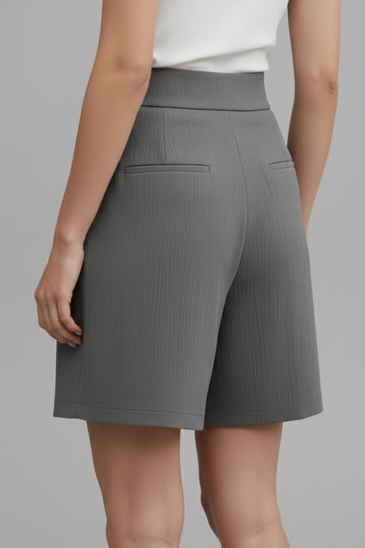 Women’s Shorts with Button Waist and Pleated Front