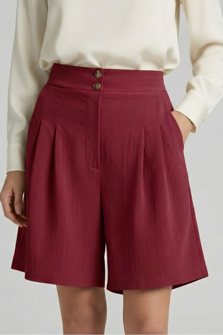 Women’s Shorts with Button Waist and Wide Legs
