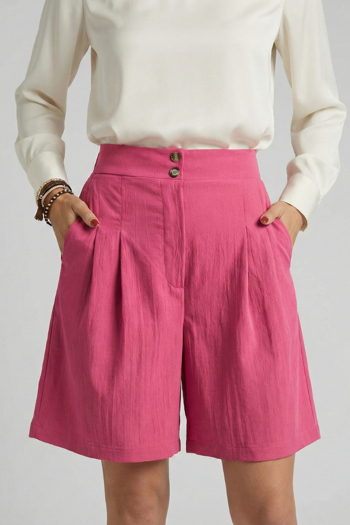 Women’s Shorts with Button Waist and Wide Legs