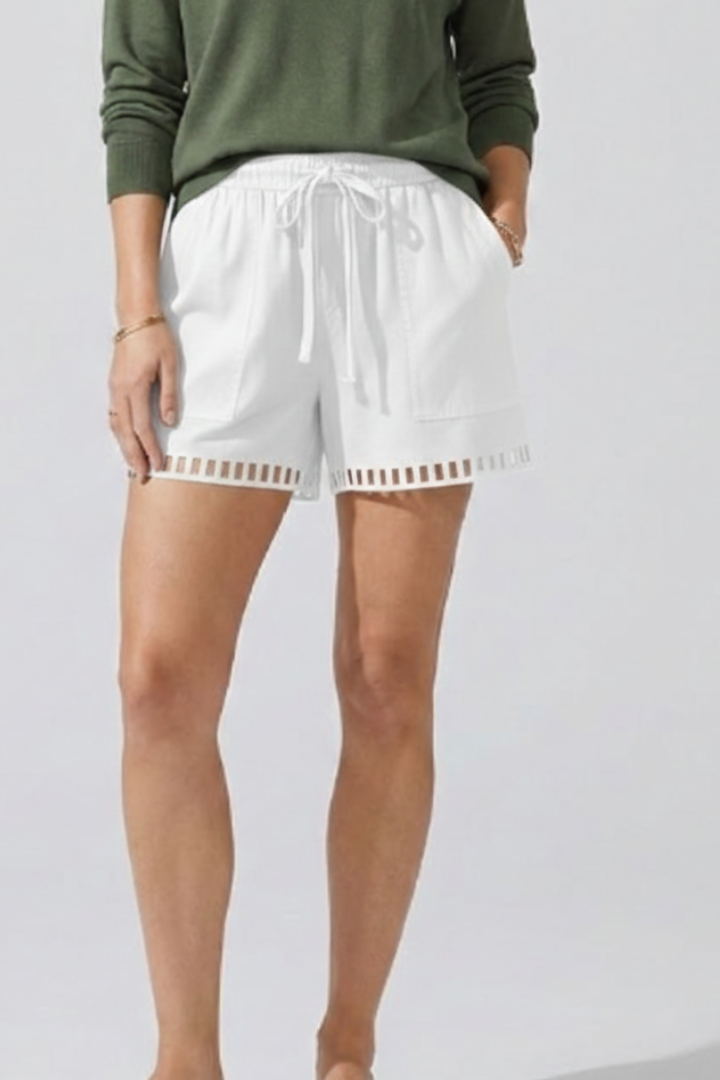 Women’s Shorts with Drawstring Waist and Cut-out Hem