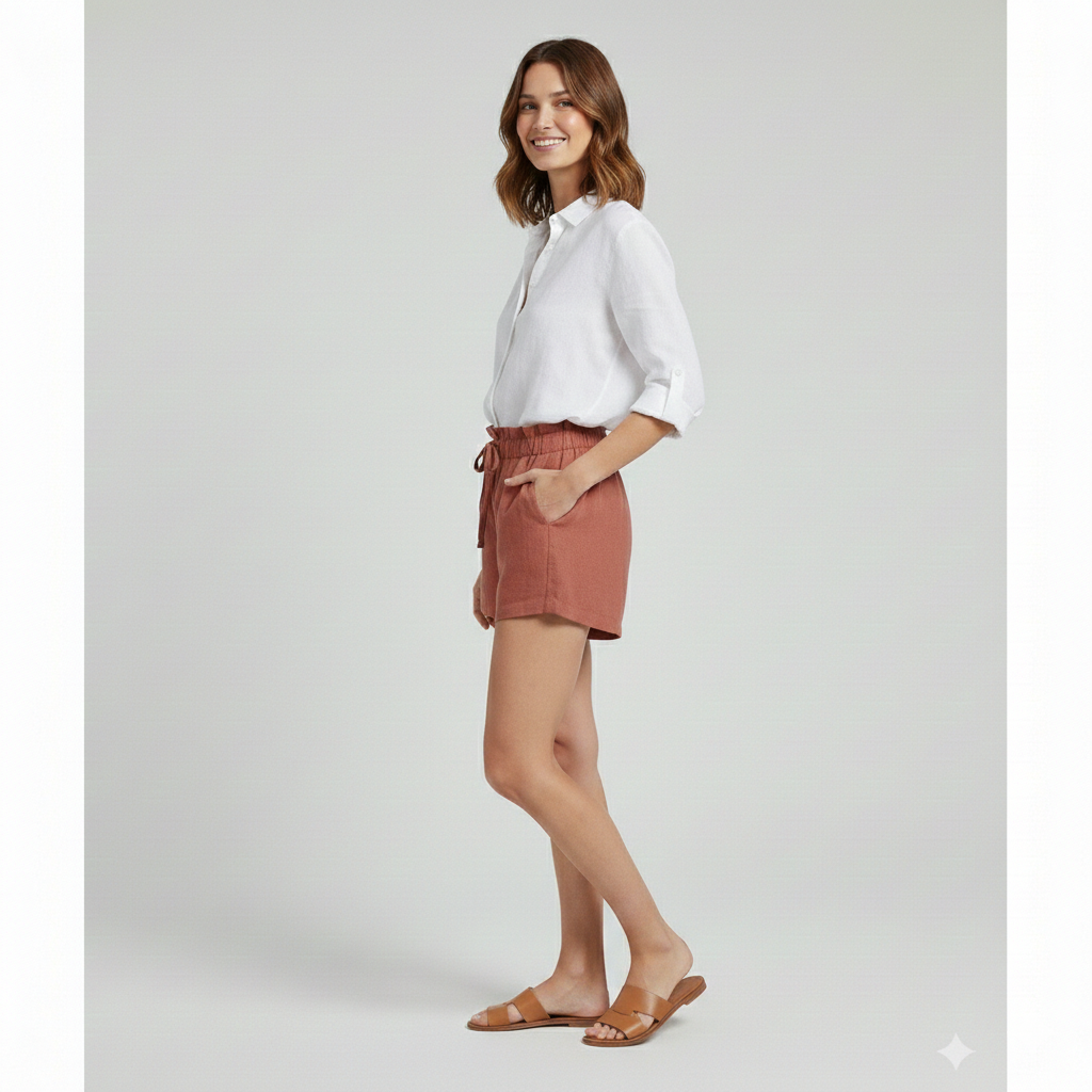 Women’s Shorts with Drawstring Waist and Ruffle Hem