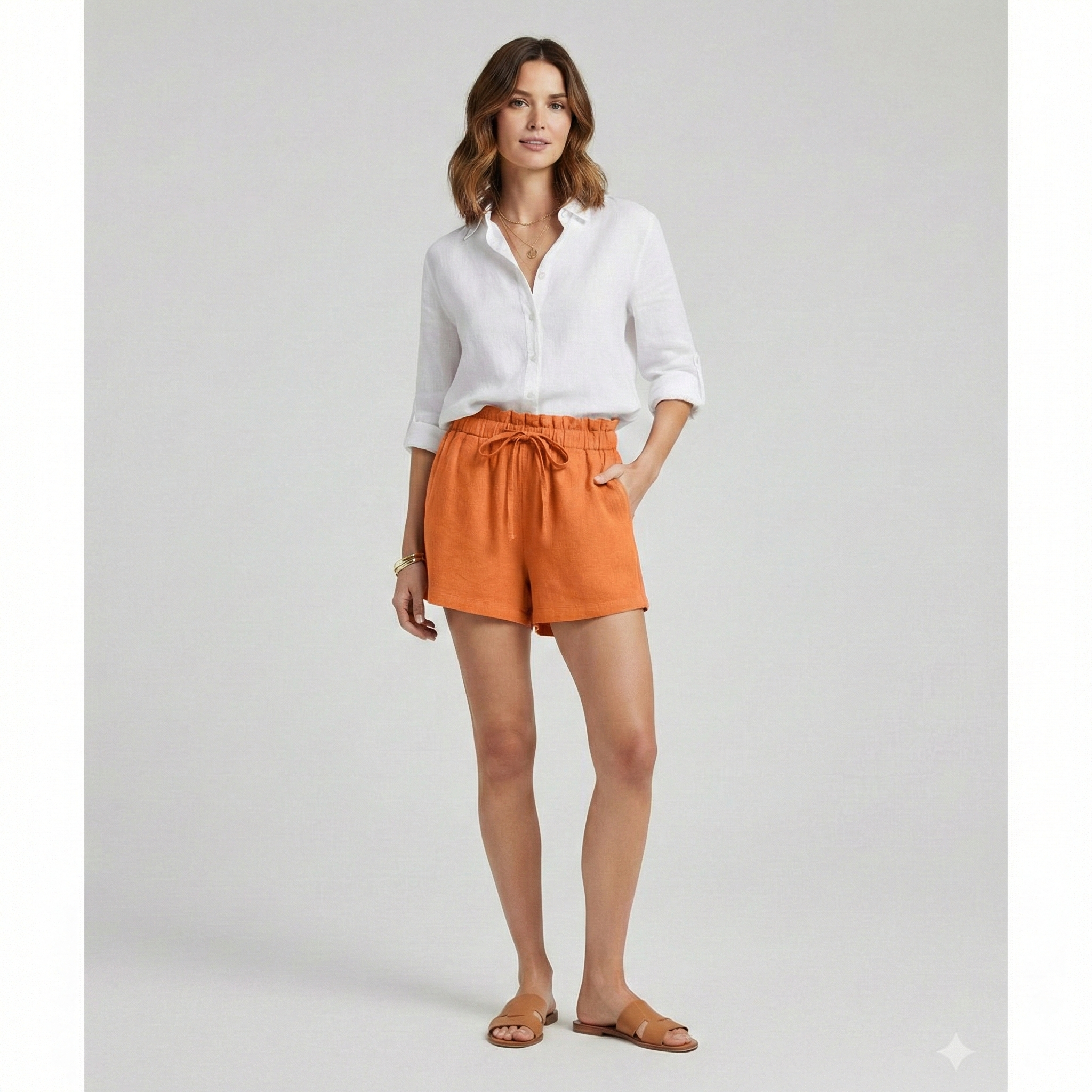 Women’s Shorts with Drawstring Waist and Ruffle Hem