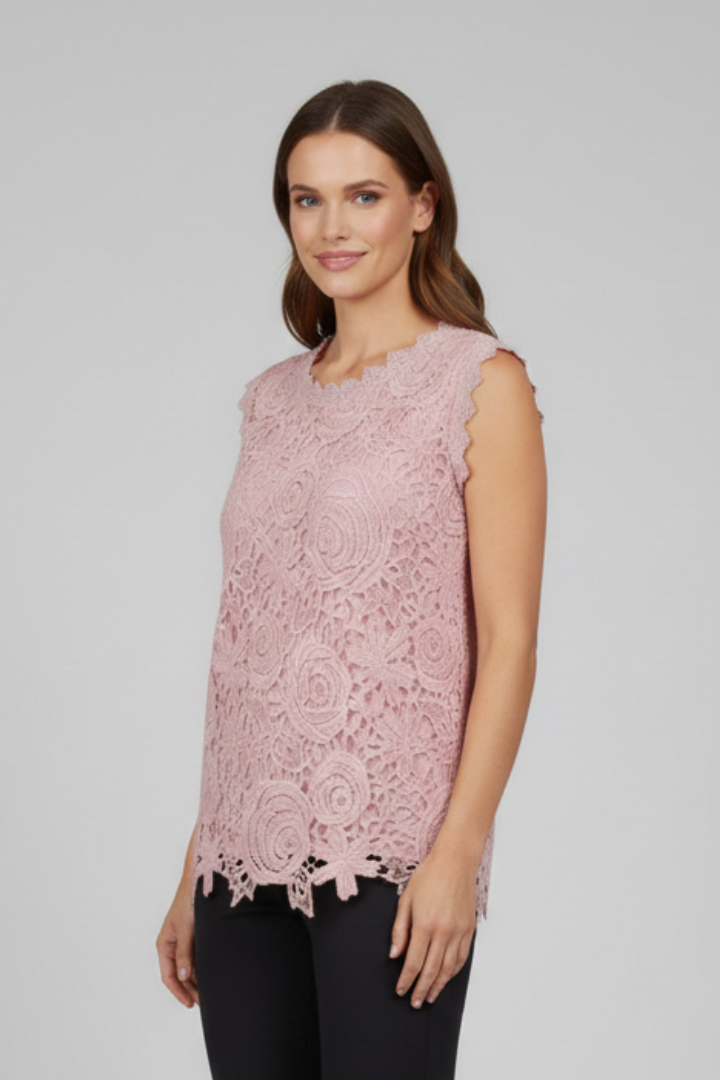 Women’s Sleeveless Blouse with V Neckline and Textured Surface